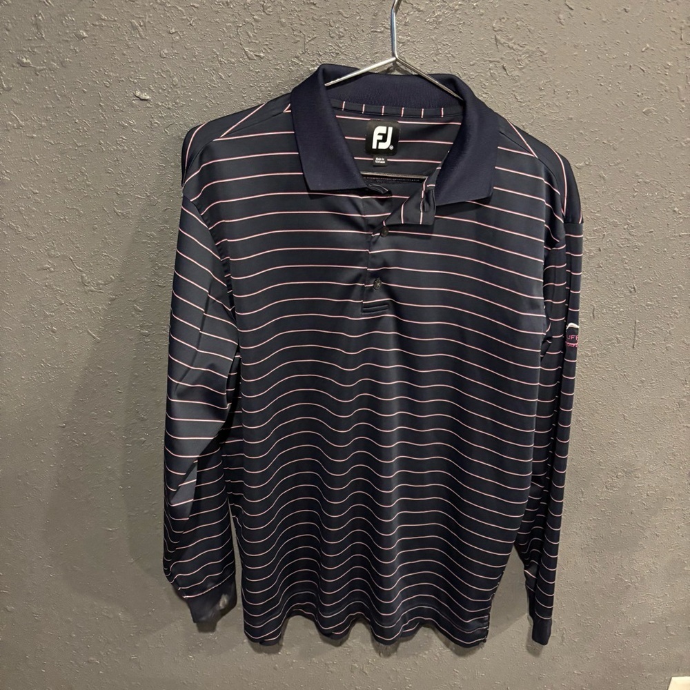 FootJoy Men's Navy Striped Polo Shirt